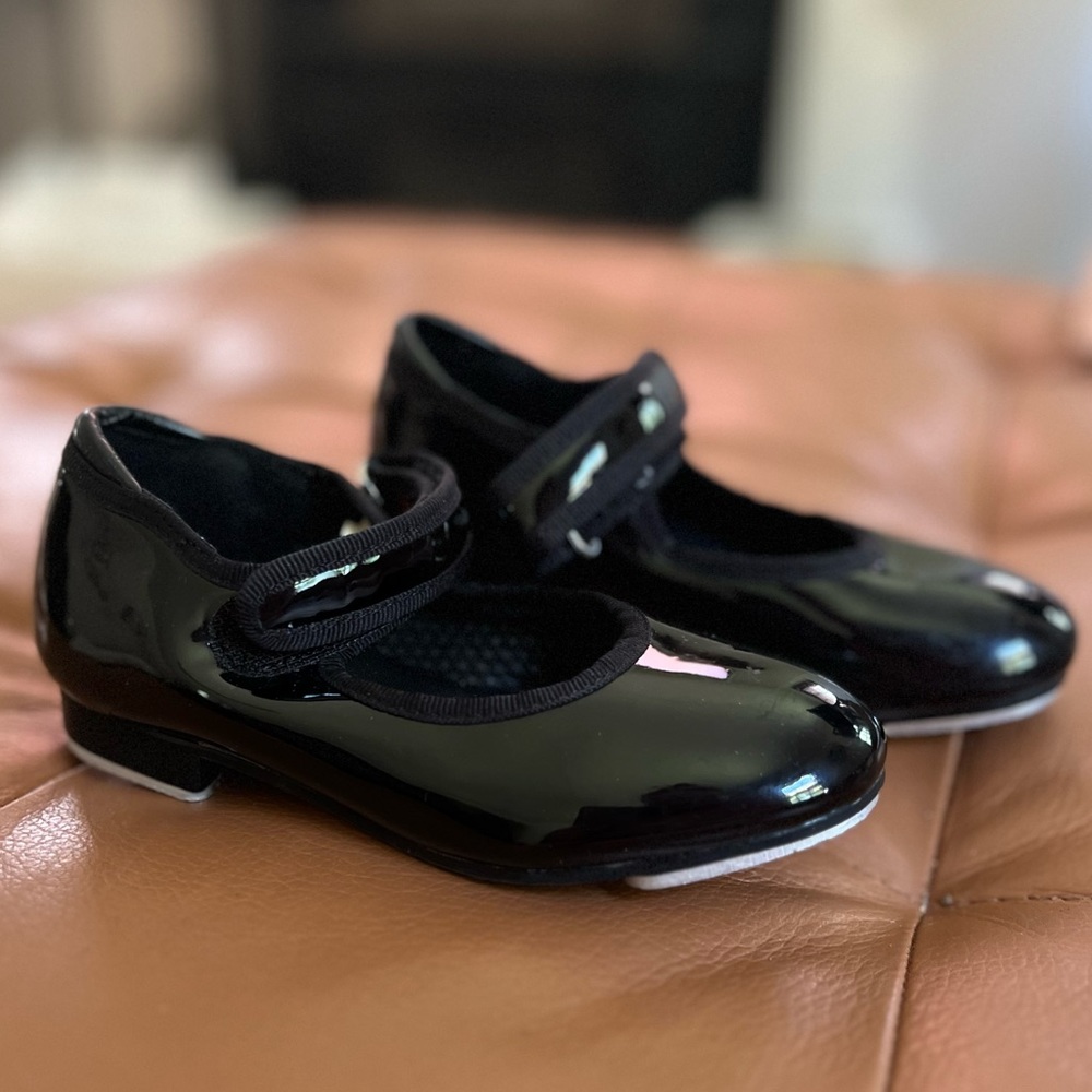 Black Patent Leather Velcro Tap Shoes Toddler Size 9